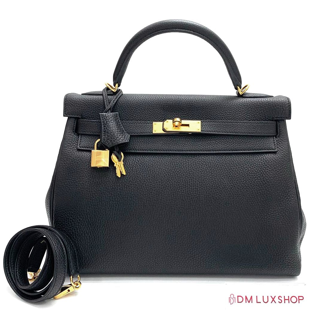 Hermes Kelly 32 Black Togo GHW, Stamp X