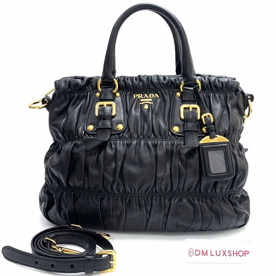 Prada Black Leather Tote GHW