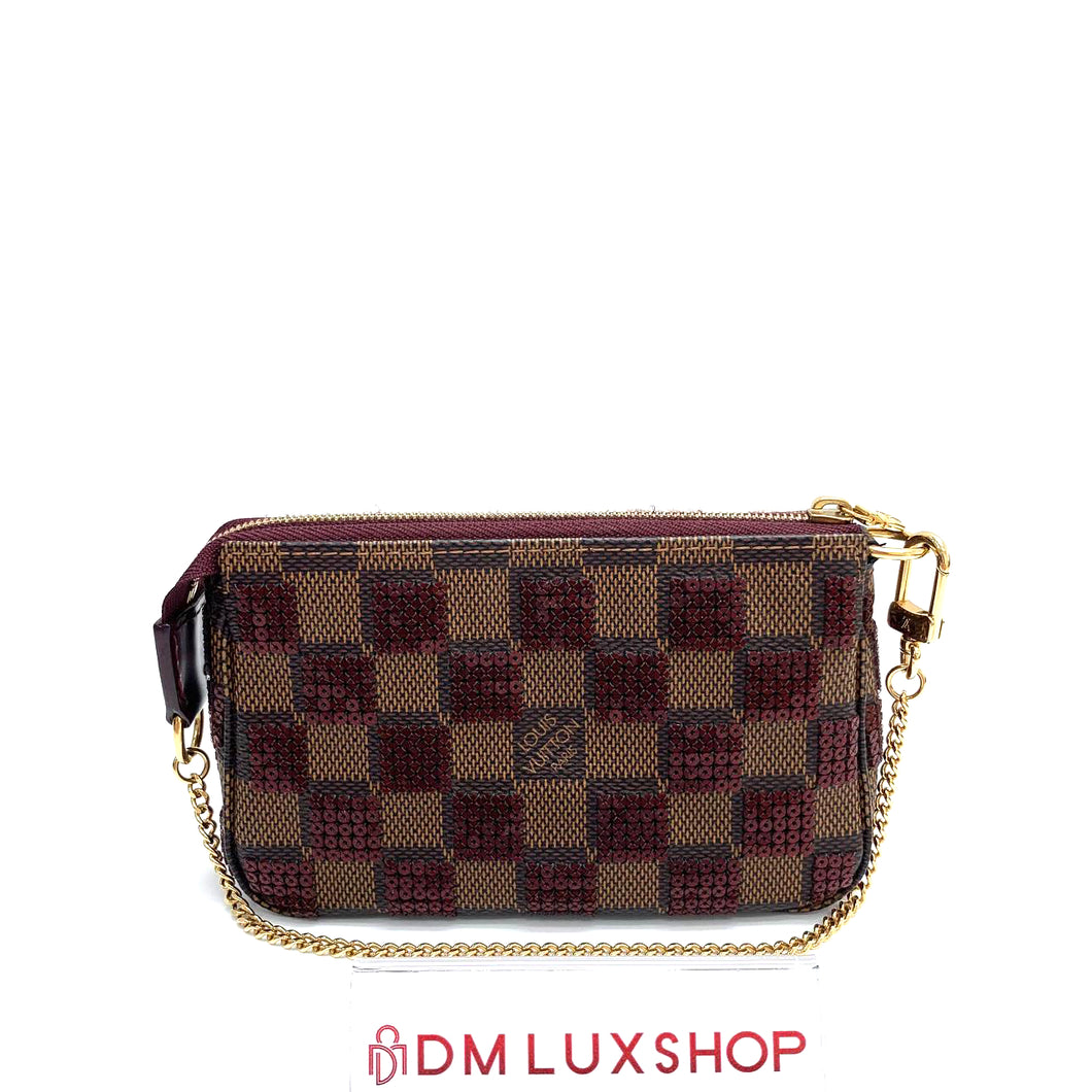 LV Mini Pochette Accessories Red Damier Paillettes