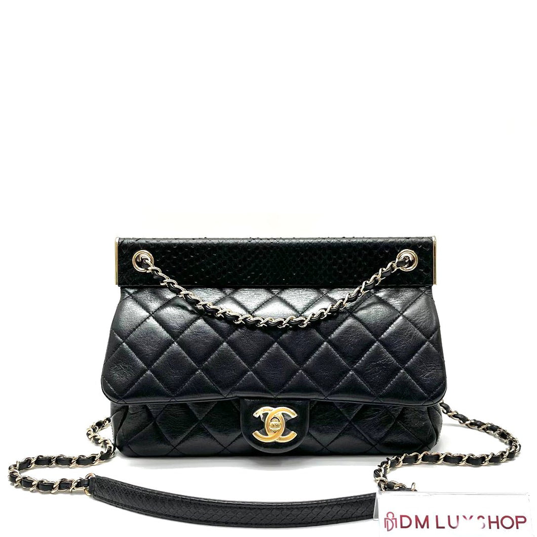 Chanel Black Python 18K Flap Bag (Serial 26, Year 2018)