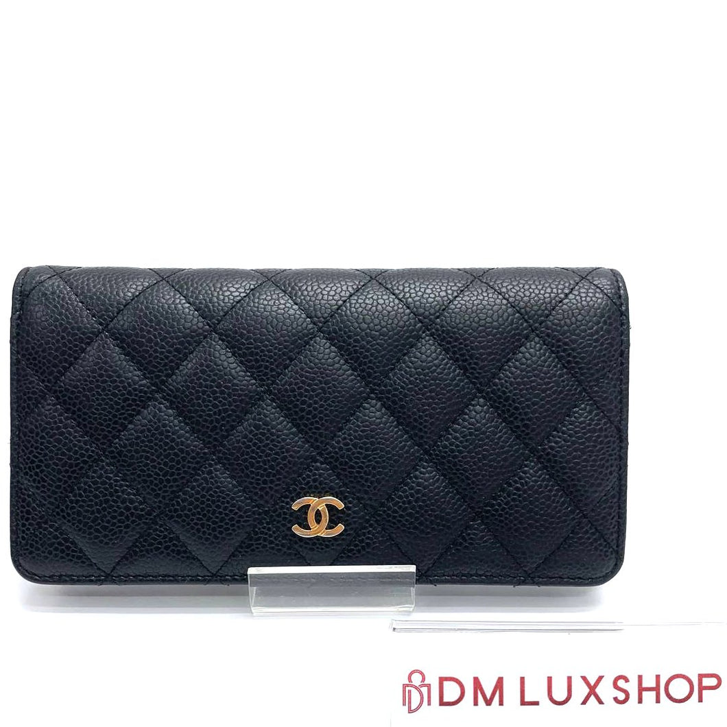 Chanel Black Caviar Flap Long Wallet GHW, Serial 22