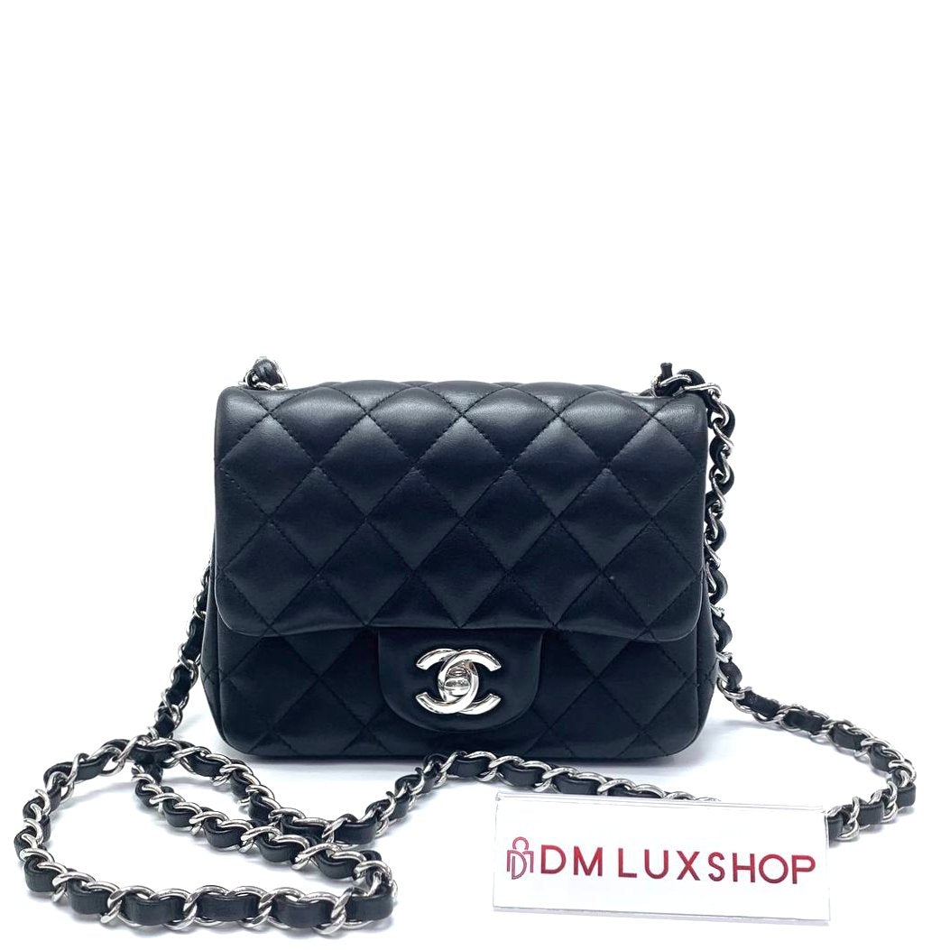 Chanel Black Mini Square SHW (Microchip)