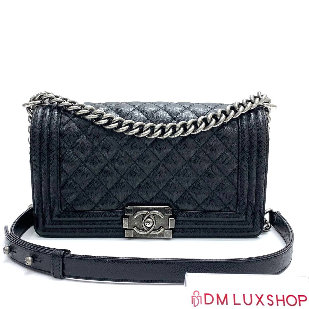 Chanel Black Caviar Boy Medium SHW (Microchip)