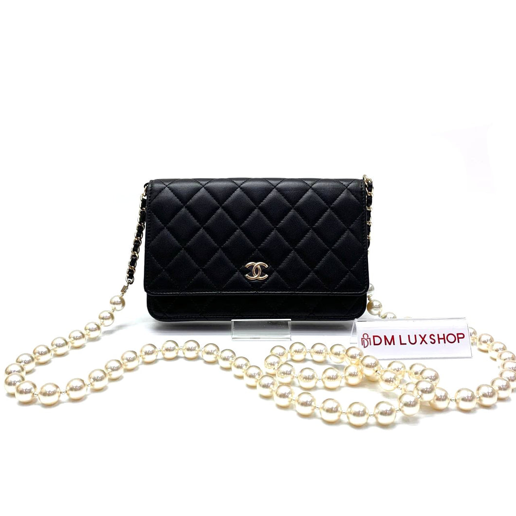 Chanel 22P Black Pearl WOC GHW (Microchip)