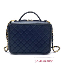 Load image into Gallery viewer, Chanel Navy Blue Caviar Filigree Vanity Case Large GHW, Serial 24
