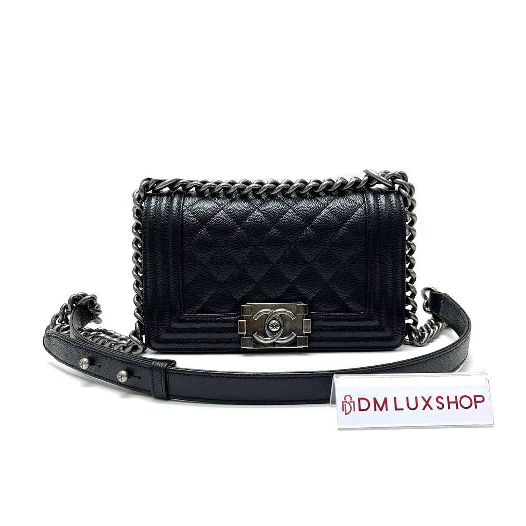 Chanel Black Caviar Boy Small SHW (Microchip)