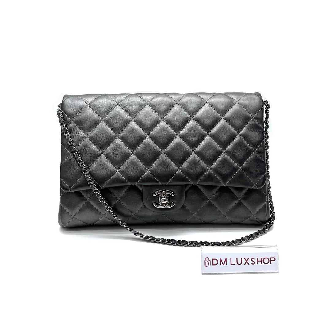 Chanel Classic Flap Grey Shoulder Bag SHW (Serial 18)