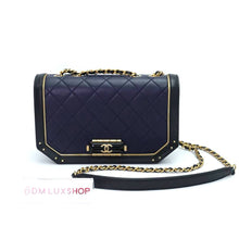 Load image into Gallery viewer, Chanel Navy Flap Bag Black Trim GHW (Serial 24)
