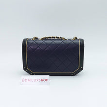 Load image into Gallery viewer, Chanel Navy Flap Bag Black Trim GHW (Serial 24)
