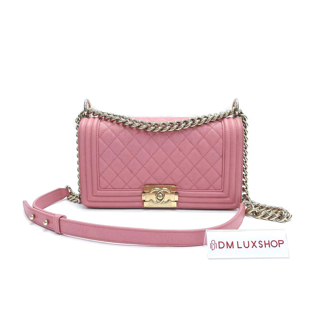 Chanel Boy Medium Pink Caviar GHW (Serial 30)