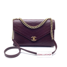 Load image into Gallery viewer, Chanel Burgundy Chevron Flap Bag Serial 26
