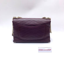 Load image into Gallery viewer, Chanel Burgundy Chevron Flap Bag Serial 26
