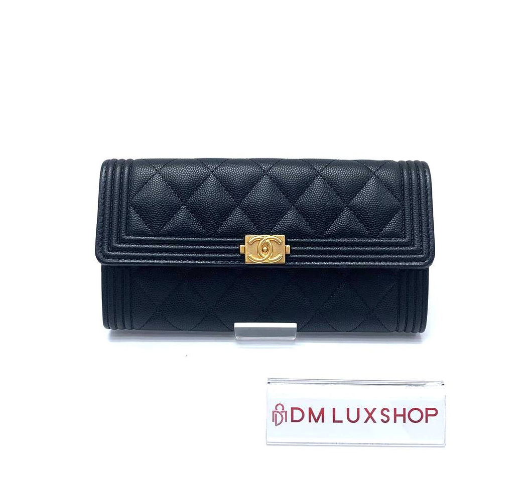 Chanel Boy Long Flap Wallet Caviar GHW (Microchip)