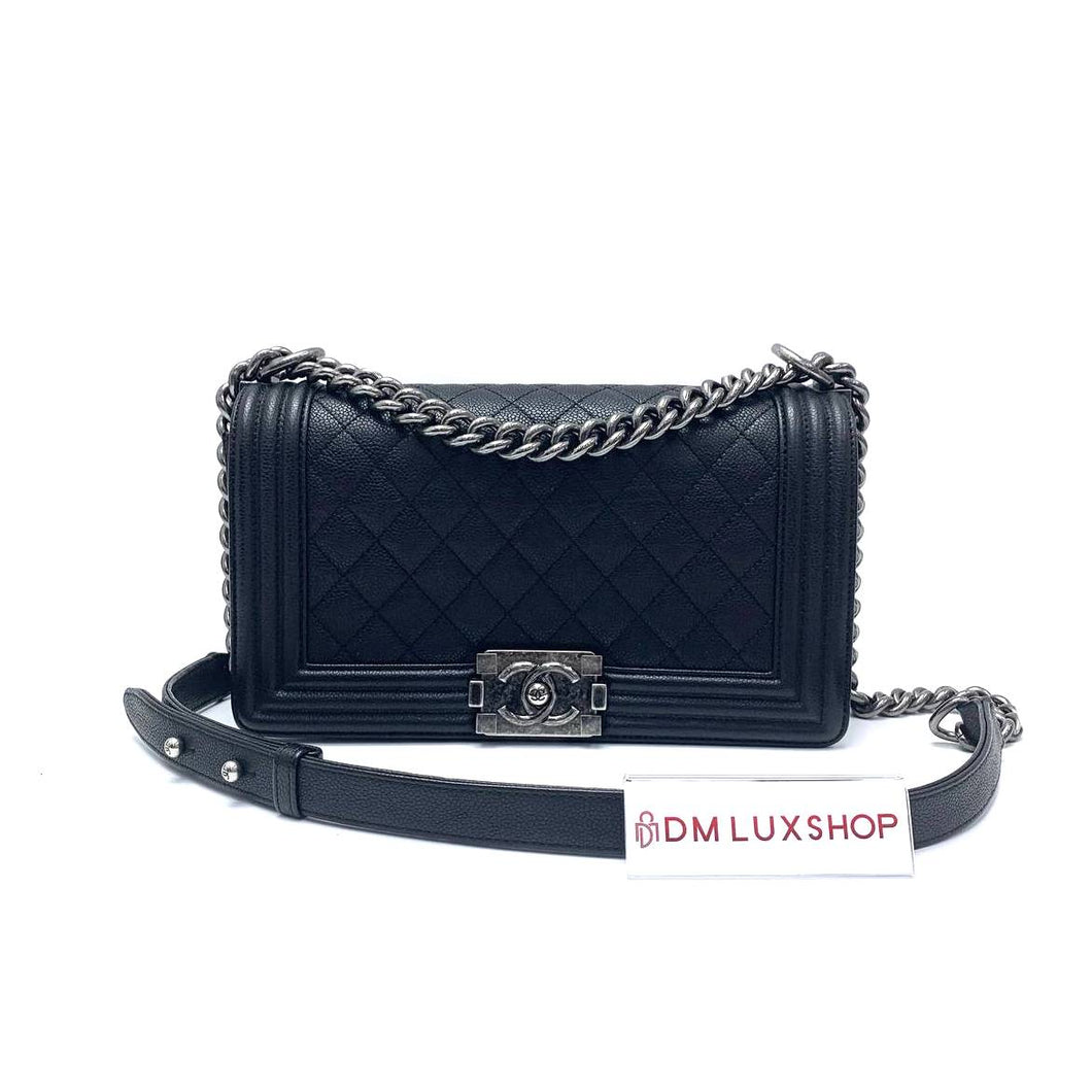 Chanel Boy Medium Black Caviar SHW (Serial 23)