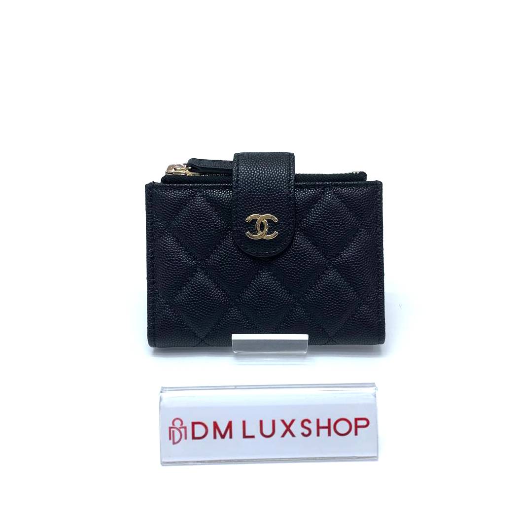 Chanel Black Timeless Classic Zippy Small Wallet (Microchip)