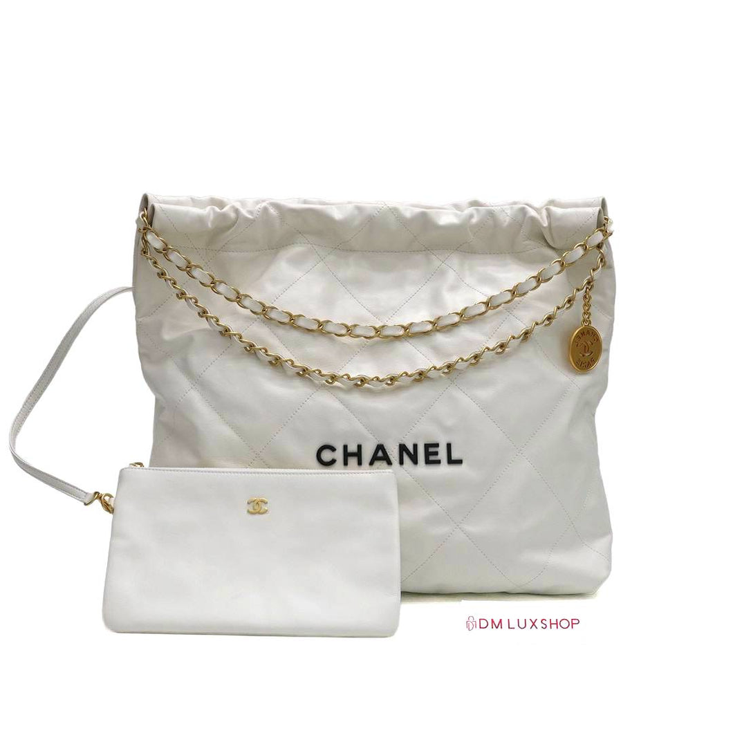 Chanel 22 White Small GHW (Microchip)