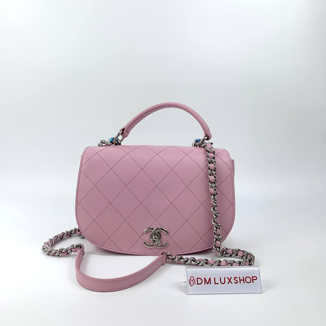 Chanel Pink Top Handle Flap Bag SHW Serial 23