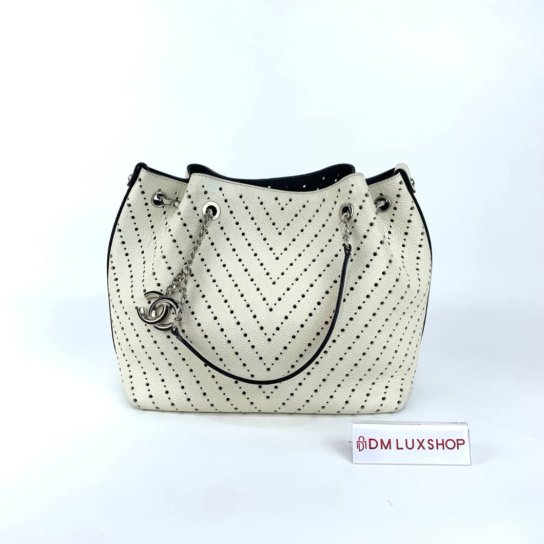 Chanel White Shopping Tote