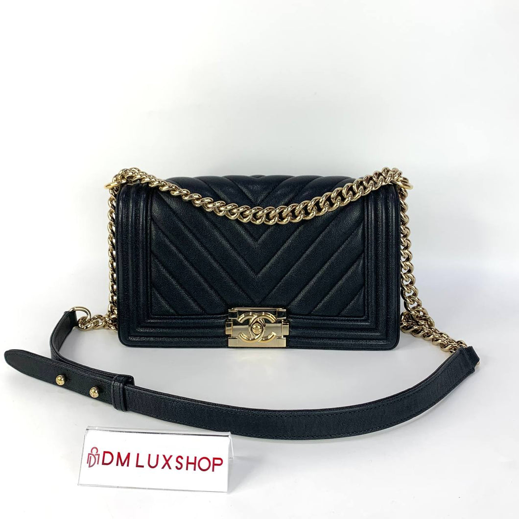 Chanel Boy Chevron Black GHW Serial 29