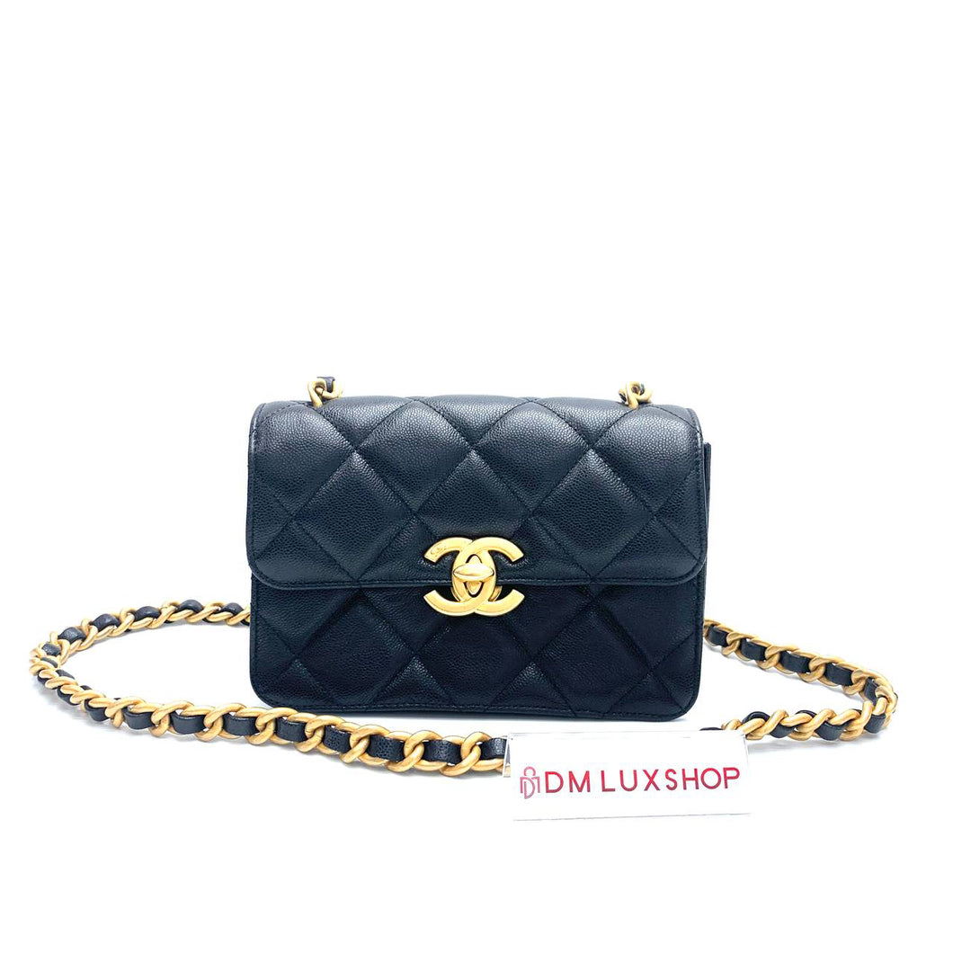 Chanel 24A Black Caviar Flap Bag (Microchip)