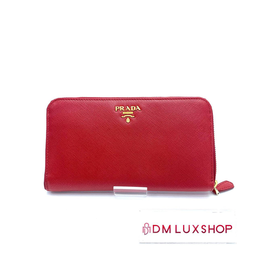 Prada Red Saffiano Long Wallet