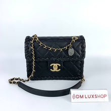 Load image into Gallery viewer, Chanel 22C Braided Edge Mini Flap Bag Black Lambskin GHW (Microchip)
