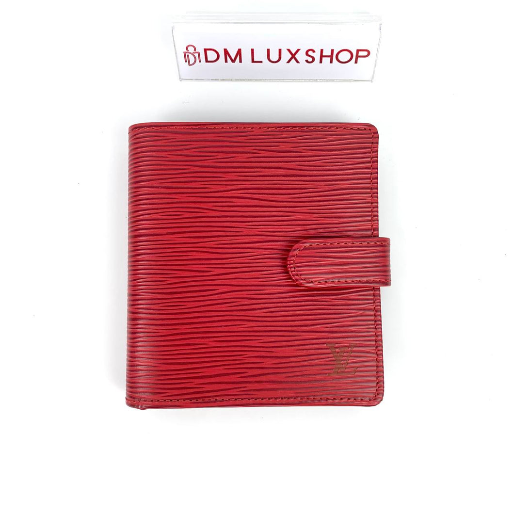 LV Red Epi Porte Billets Compact Wallet