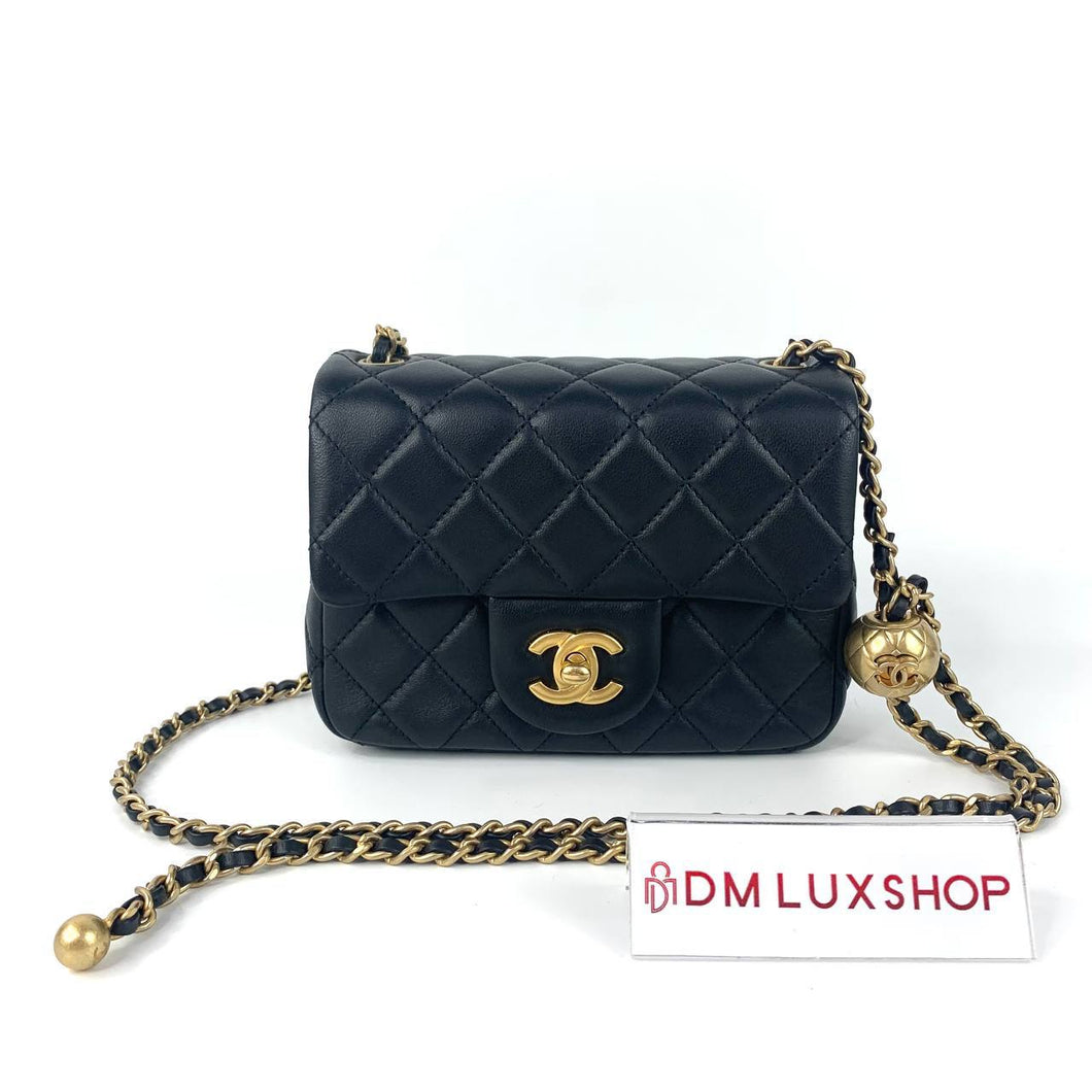 Chanel Mini Square Gold Pearl Crush GHW (Microchip)