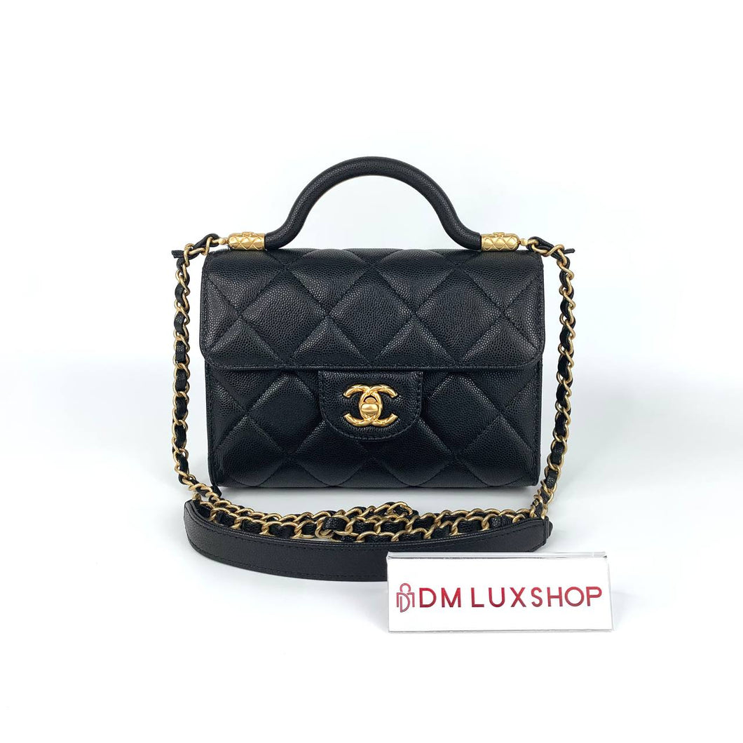 Chanel 24A Top Handle Flap Bag Black Caviar GHW