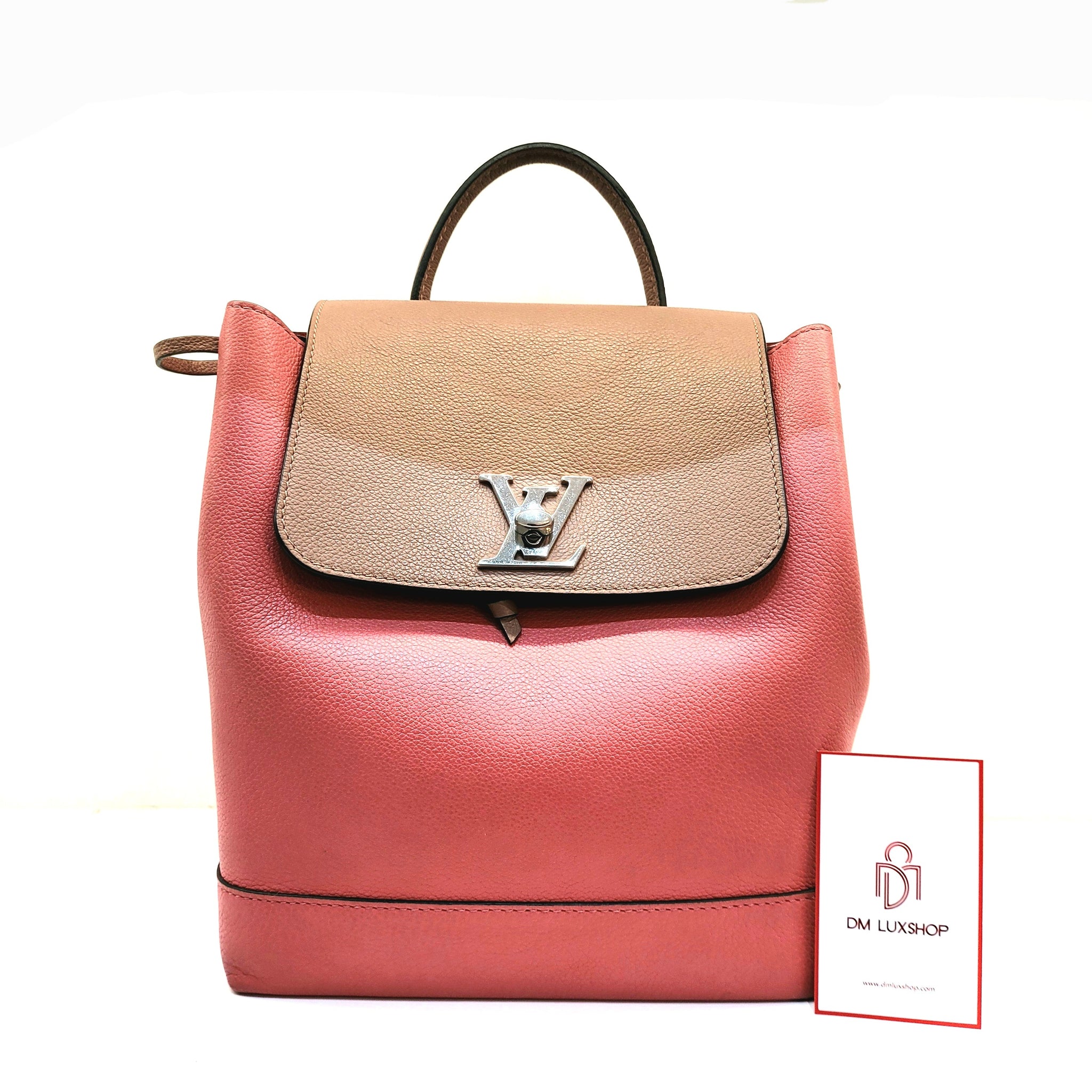 Preloved Louis Vuitton Lockme Backpack Pink/Brown Calfskin SHW