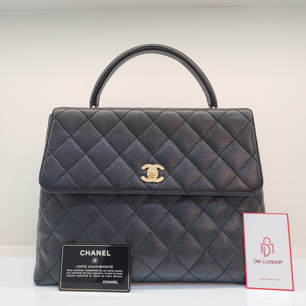 Preloved Chanel Vintage Kelly Bag Black Caviar GHW