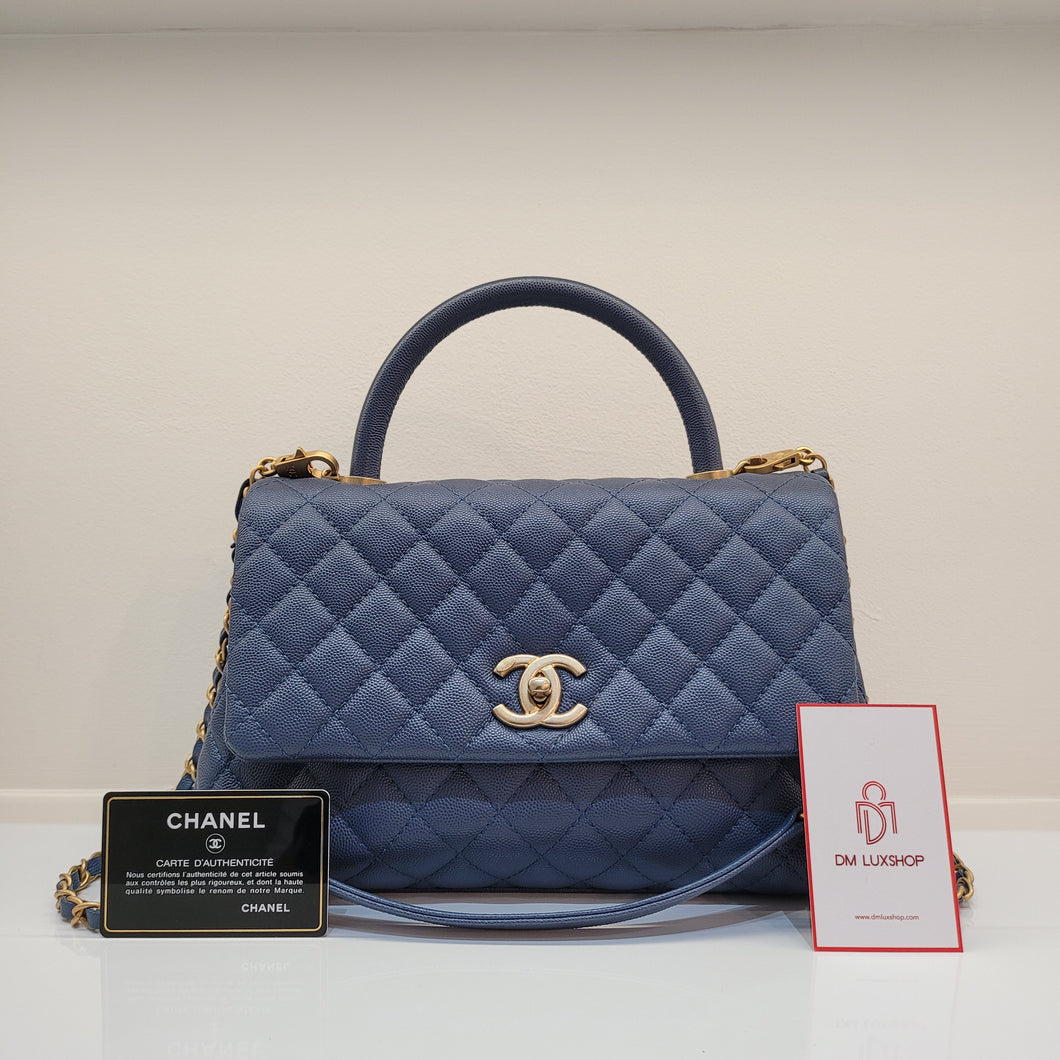 Preloved Chanel Coco Handle Medium Bag Blue Caviar Leather GHW Series 25