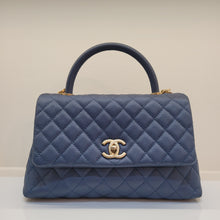 Load image into Gallery viewer, Preloved Chanel Coco Handle Medium Bag Blue Caviar Leather GHW Series 25
