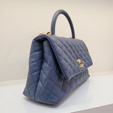 Load image into Gallery viewer, Preloved Chanel Coco Handle Medium Bag Blue Caviar Leather GHW Series 25
